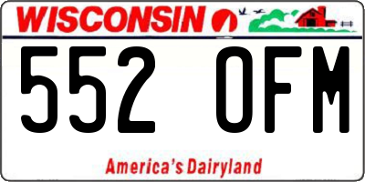 WI license plate 552OFM