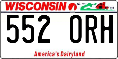 WI license plate 552ORH