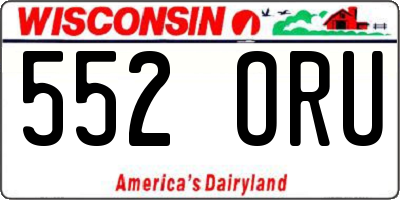 WI license plate 552ORU