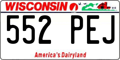 WI license plate 552PEJ
