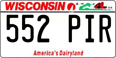 WI license plate 552PIR