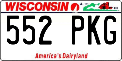 WI license plate 552PKG