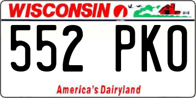 WI license plate 552PKO