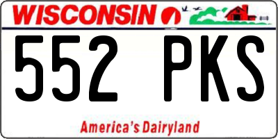 WI license plate 552PKS