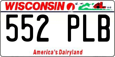 WI license plate 552PLB