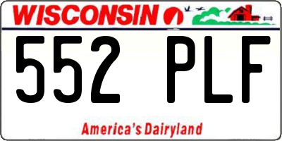 WI license plate 552PLF
