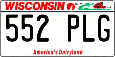 WI license plate 552PLG
