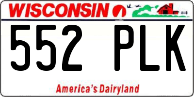 WI license plate 552PLK