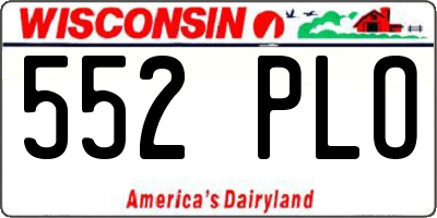 WI license plate 552PLO