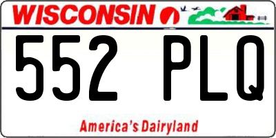 WI license plate 552PLQ