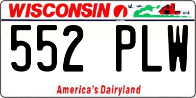 WI license plate 552PLW