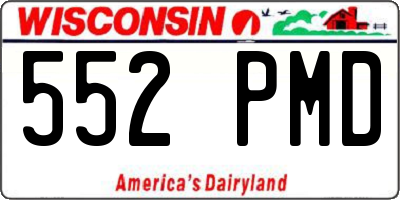 WI license plate 552PMD