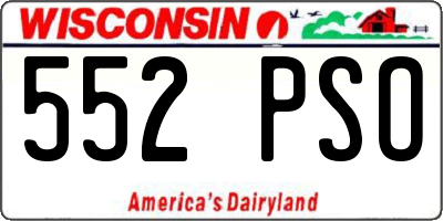 WI license plate 552PSO