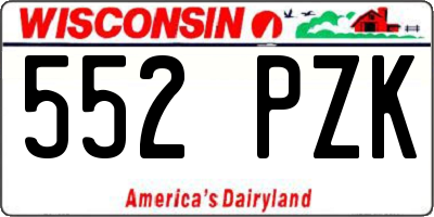 WI license plate 552PZK