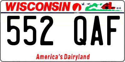 WI license plate 552QAF