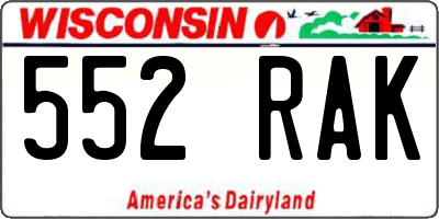 WI license plate 552RAK