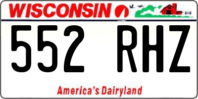 WI license plate 552RHZ