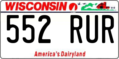 WI license plate 552RUR