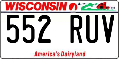 WI license plate 552RUV