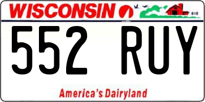 WI license plate 552RUY