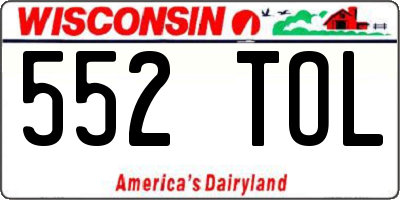 WI license plate 552TOL