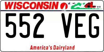 WI license plate 552VEG