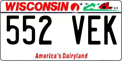 WI license plate 552VEK