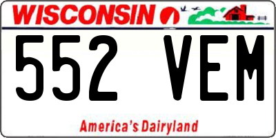 WI license plate 552VEM