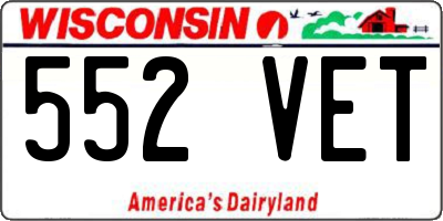 WI license plate 552VET