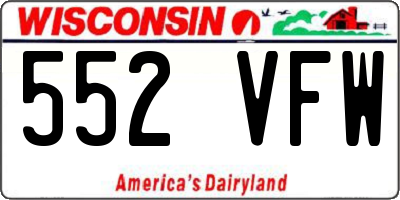 WI license plate 552VFW