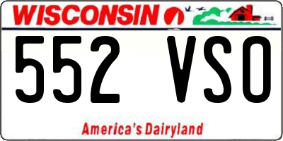 WI license plate 552VSO