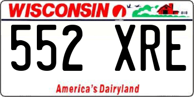 WI license plate 552XRE