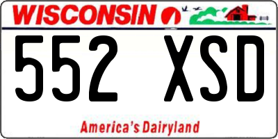 WI license plate 552XSD