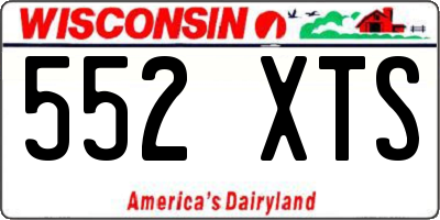 WI license plate 552XTS