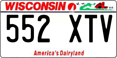 WI license plate 552XTV