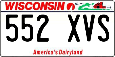 WI license plate 552XVS