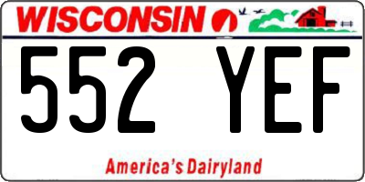 WI license plate 552YEF