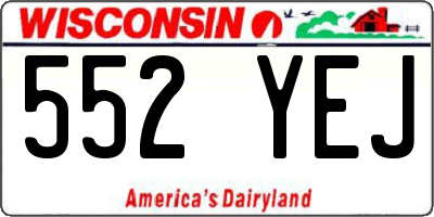 WI license plate 552YEJ