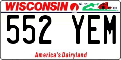WI license plate 552YEM