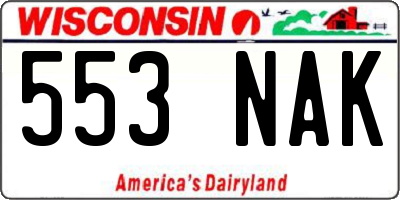 WI license plate 553NAK