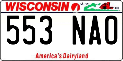 WI license plate 553NAO