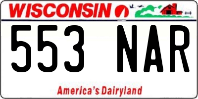 WI license plate 553NAR