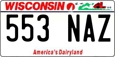 WI license plate 553NAZ