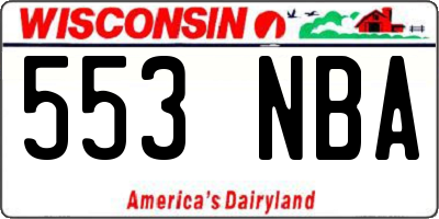 WI license plate 553NBA