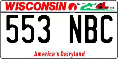 WI license plate 553NBC