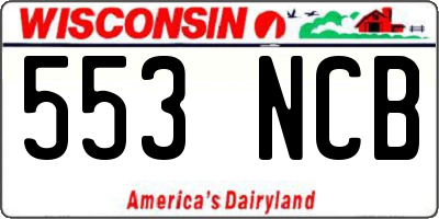 WI license plate 553NCB
