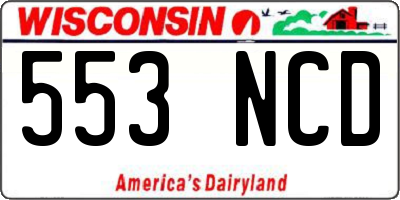 WI license plate 553NCD