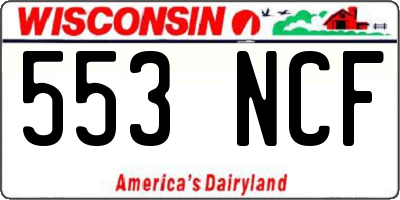 WI license plate 553NCF