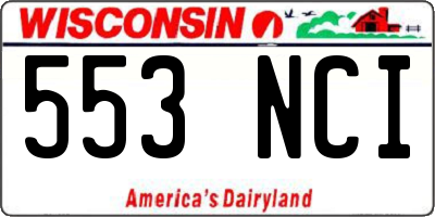 WI license plate 553NCI