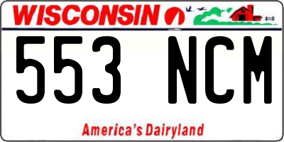 WI license plate 553NCM